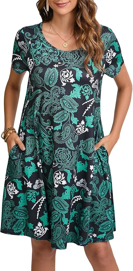 T-shirt Dress Women Short Sleeve Tunic Dress